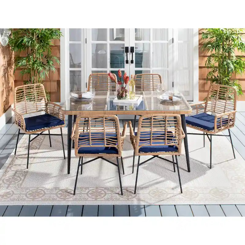 SAFAVIEH Outdoor Akeelah 7-Piece Dining Set - 59Wx36Dx29H