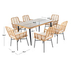 Ensemble de salle à manger d'extérieur SAFAVIEH Akeelah 7 pièces - 150 cm (L) x 91 cm (P) x 74 cm (H)