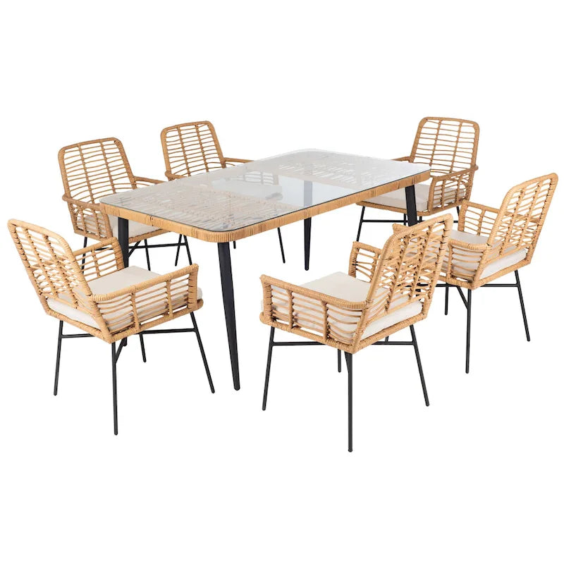 Ensemble de salle à manger d'extérieur SAFAVIEH Akeelah 7 pièces - 150 cm (L) x 91 cm (P) x 74 cm (H)