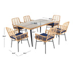 Ensemble de salle à manger d'extérieur SAFAVIEH Akeelah 7 pièces - 150 cm (L) x 91 cm (P) x 74 cm (H)
