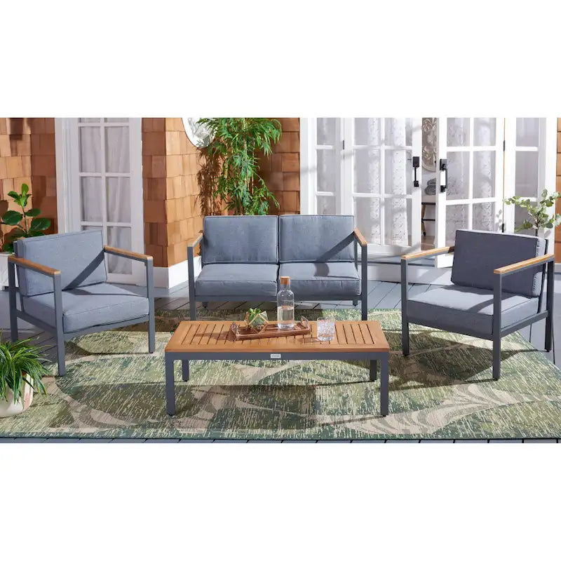 SAFAVIEH Outdoor Astrit 4-Piece Living Set - 49W x 28D x 26H