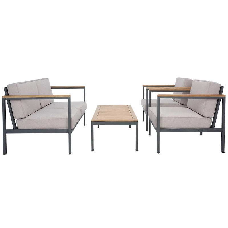 Ensemble de salon d'extérieur SAFAVIEH Astrit 4 pièces - 49 cm (L) x 28 cm (P) x 26 cm (H)