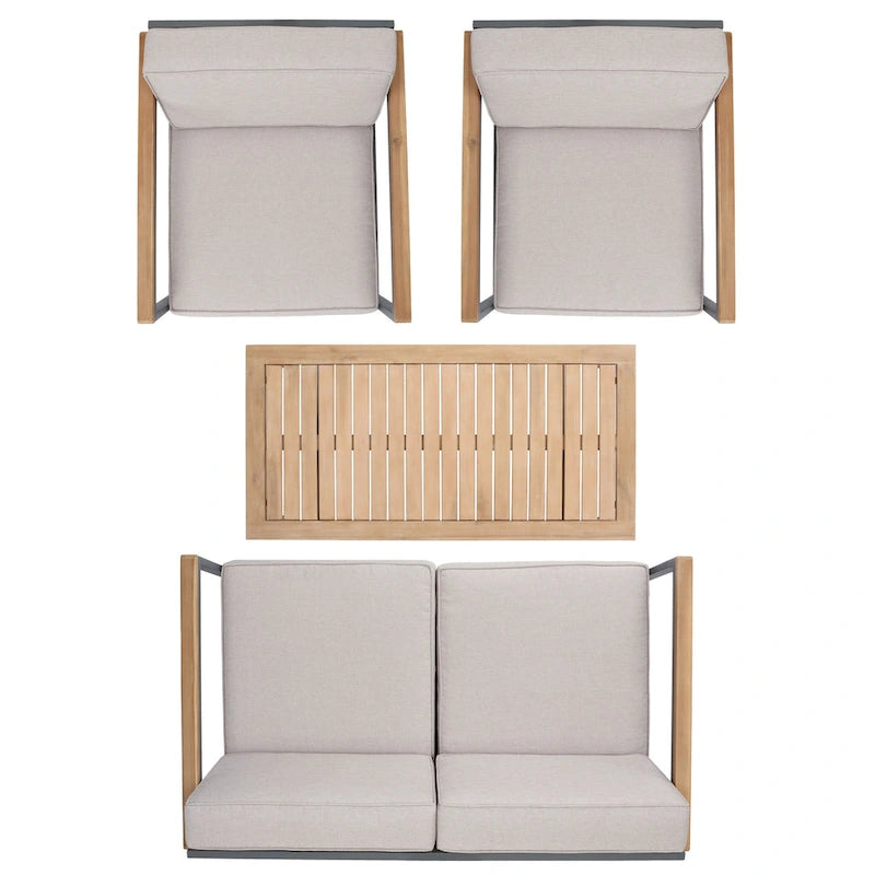 Ensemble de salon d'extérieur SAFAVIEH Astrit 4 pièces - 49 cm (L) x 28 cm (P) x 26 cm (H)