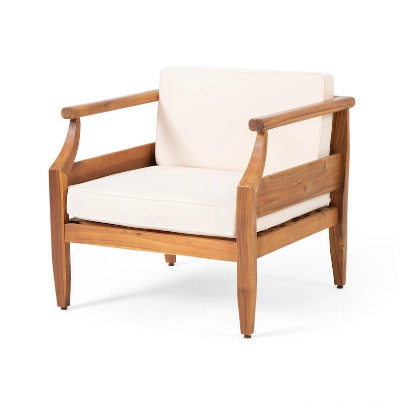 Fauteuil club d'extérieur Aston en bois d'acacia, style moderne du milieu du siècle (lot de 4), par Christopher Knight Home
