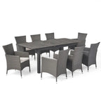 Ensemble de salle à manger extensible Nadia 9 pièces en bois et osier par Christopher Knight Home