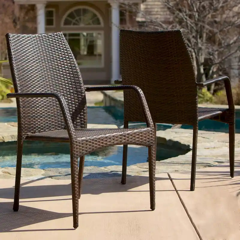 Canoga Outdoor Wicker Chairs (Set of 2) by Christopher Knight Home