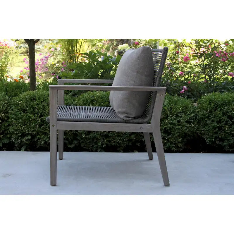 Fauteuils de salon Contessa gris délavé et corde, lot de 2
