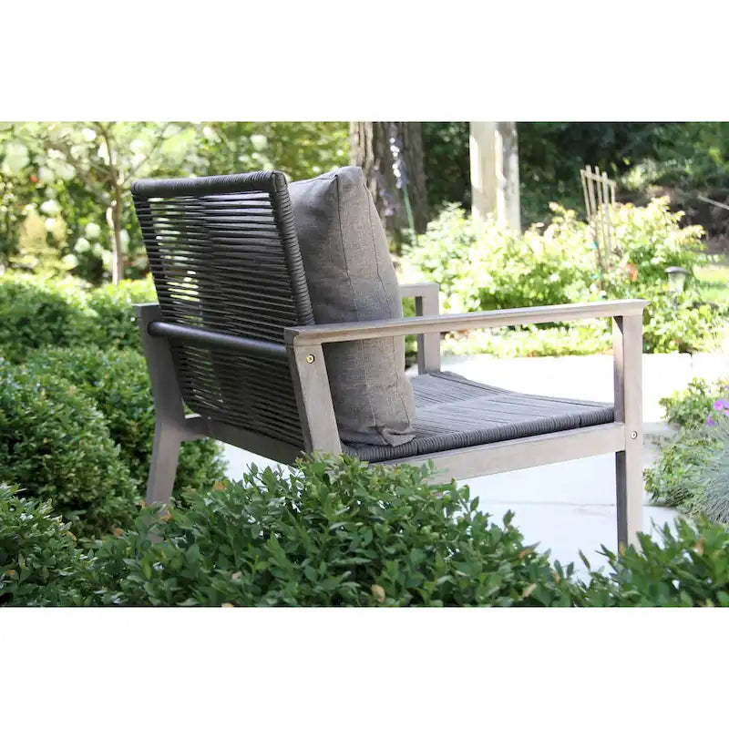 Fauteuils de salon Contessa gris délavé et corde, lot de 2