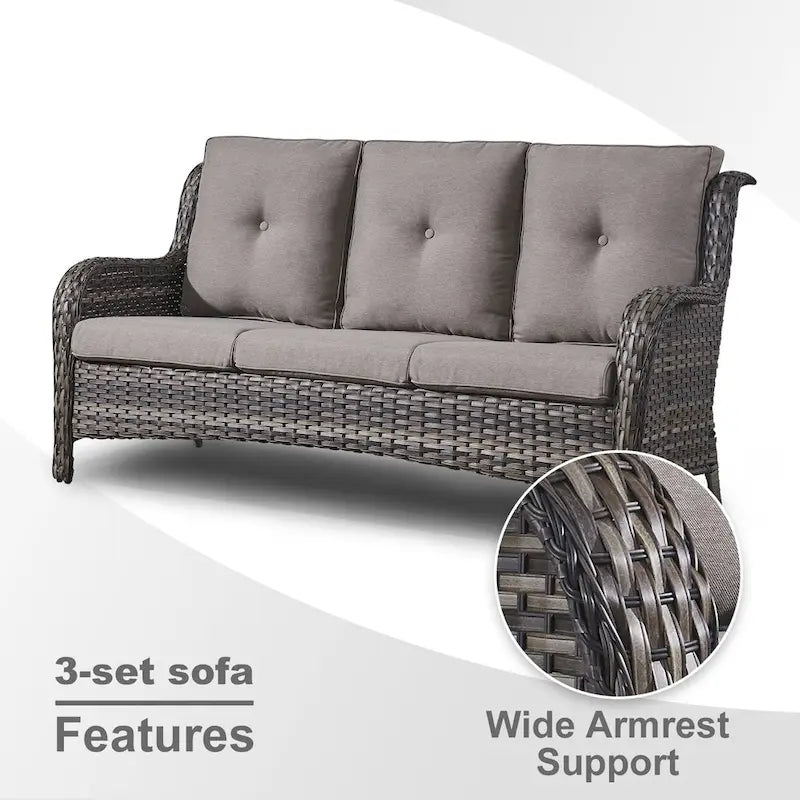 Canapé d'extérieur Gymojoy Pario 3 places, dossier haut, gris - Canapé 3 places