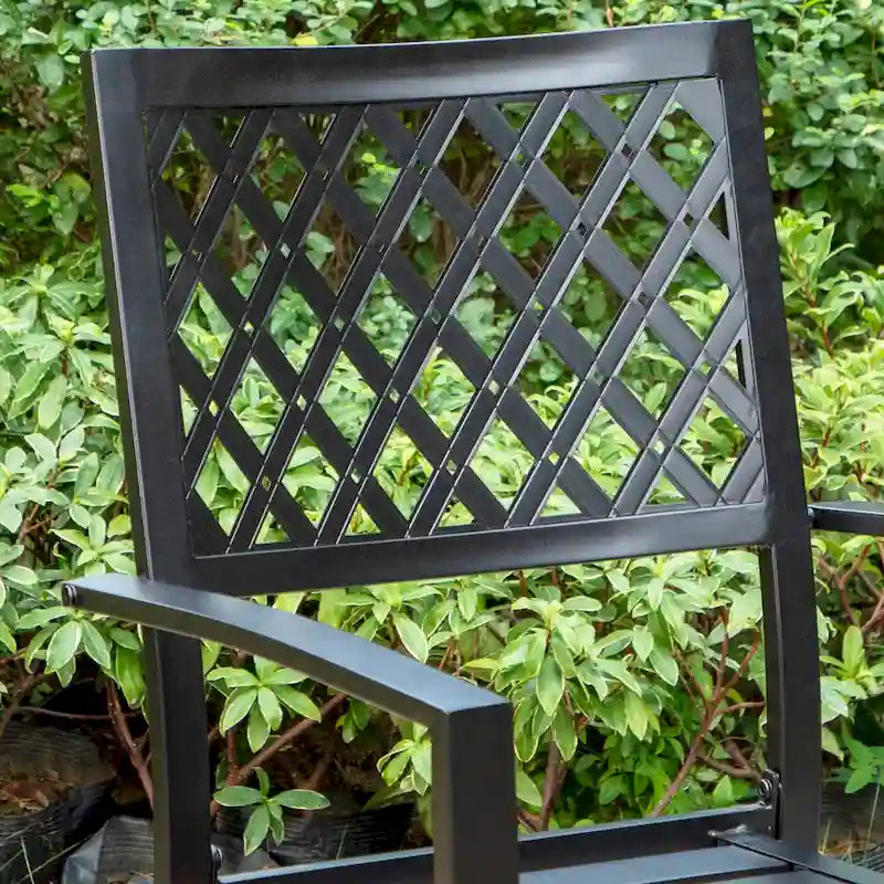 Ensemble de salle à manger d'extérieur MAISON ARTS 7 pièces en acier avec 6 chaises empilables et 1 parasol rectangulaire