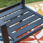 Ensemble de salle à manger d'extérieur MAISON ARTS 7 pièces en acier avec 6 chaises empilables et 1 parasol rectangulaire