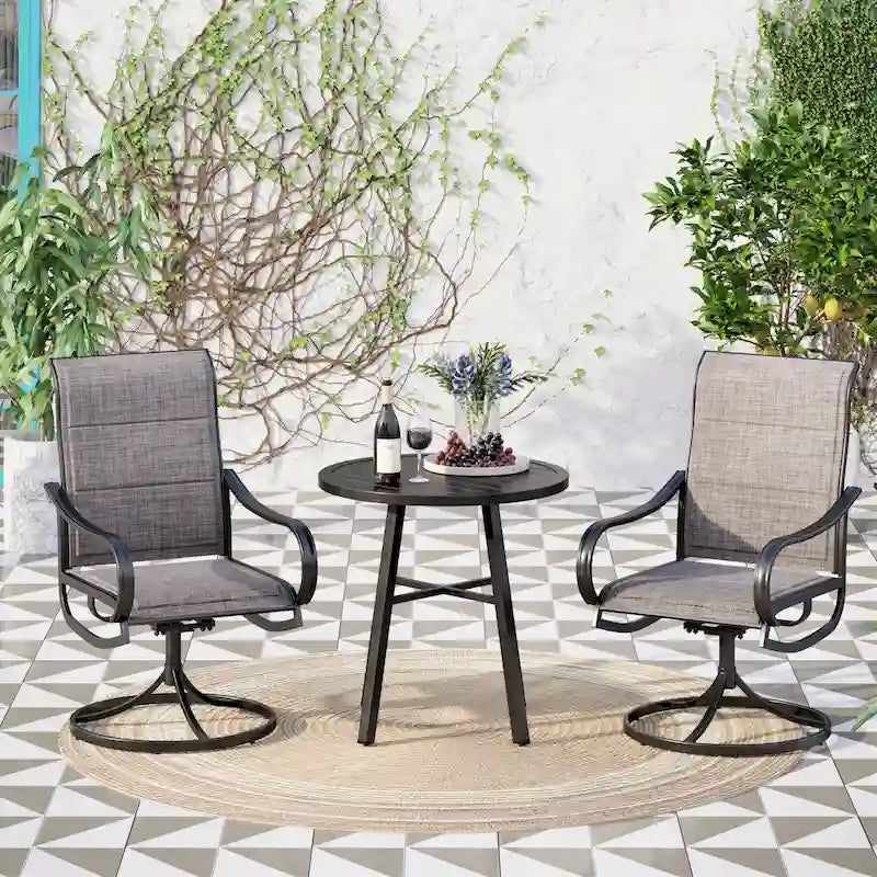 Ensemble de salle à manger rond bistro en métal 3 pièces MAISON ARTS pour patio