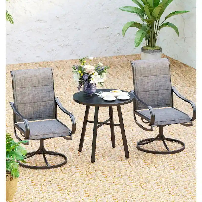 Ensemble de salle à manger rond bistro en métal 3 pièces MAISON ARTS pour patio