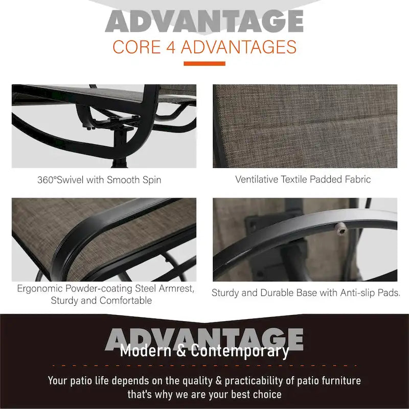 Ensemble de salle à manger rond bistro en métal 3 pièces MAISON ARTS pour patio