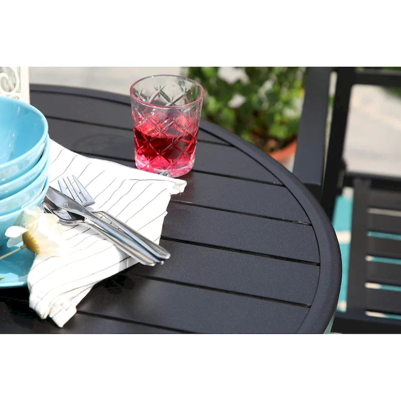 Ensemble de salle à manger rond bistro en métal 3 pièces MAISON ARTS pour patio