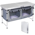 Table de camping pliante avec rangement, portable, réglable et légère, idéale pour les pique-niques, la plage, la randonnée et les voyages, en intérieur comme en extérieur.
