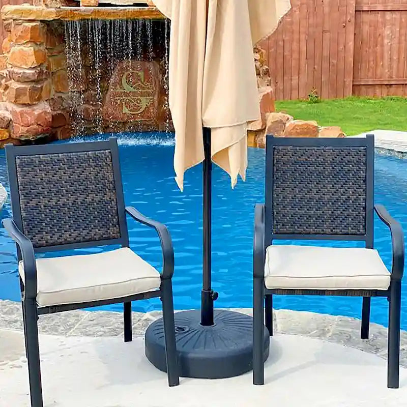 MAISON ARTS Patio Dining Chairs, 2 Rattan Chairs with Cushions