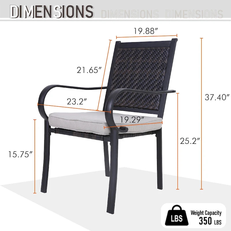 Chaises de salle à manger de patio MAISON ARTS, 2 chaises en rotin avec coussins