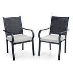 Chaises de salle à manger de patio MAISON ARTS, 2 chaises en rotin avec coussins