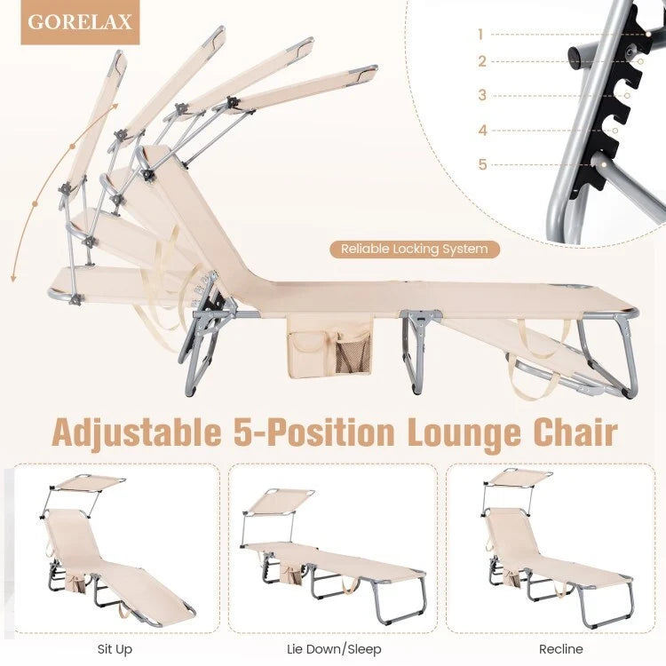 Fauteuil inclinable d'extérieur réglable avec auvent