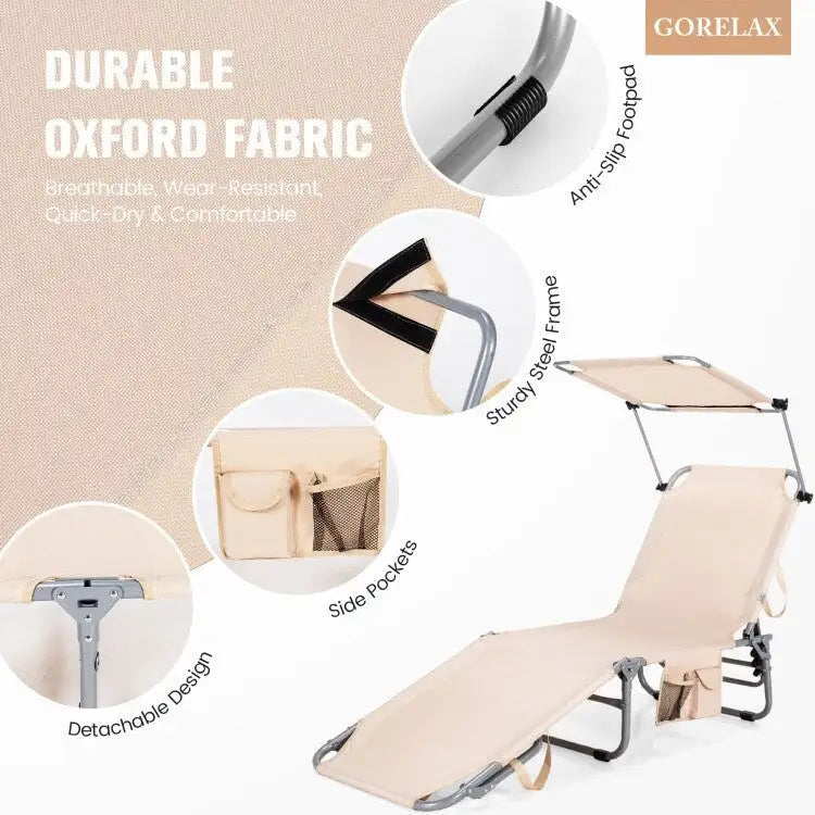 Fauteuil inclinable d'extérieur réglable avec auvent