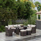 7-piece Patio Outdoor Wicker Sectional Sofa Set with Storage Box and Ottoman