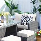 Ensemble de canapé d'angle d'extérieur en résine tressée 7 pièces avec coffre de rangement et pouf