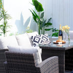 Ensemble de canapé d'angle d'extérieur en résine tressée 7 pièces avec coffre de rangement et pouf