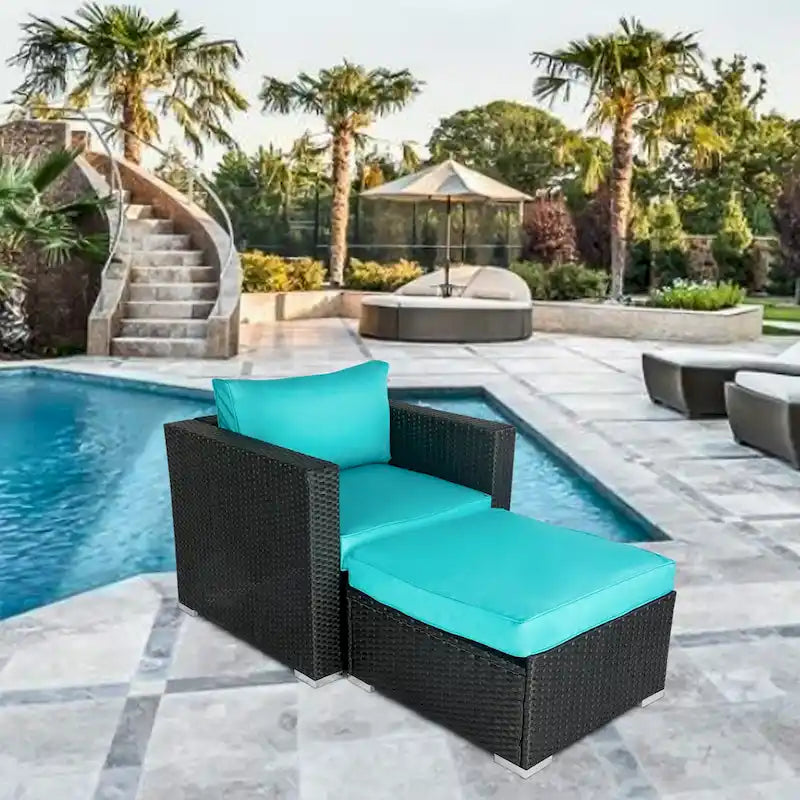 Havenside Home Kwan Wicker Chairs with Ottoman Patio Set