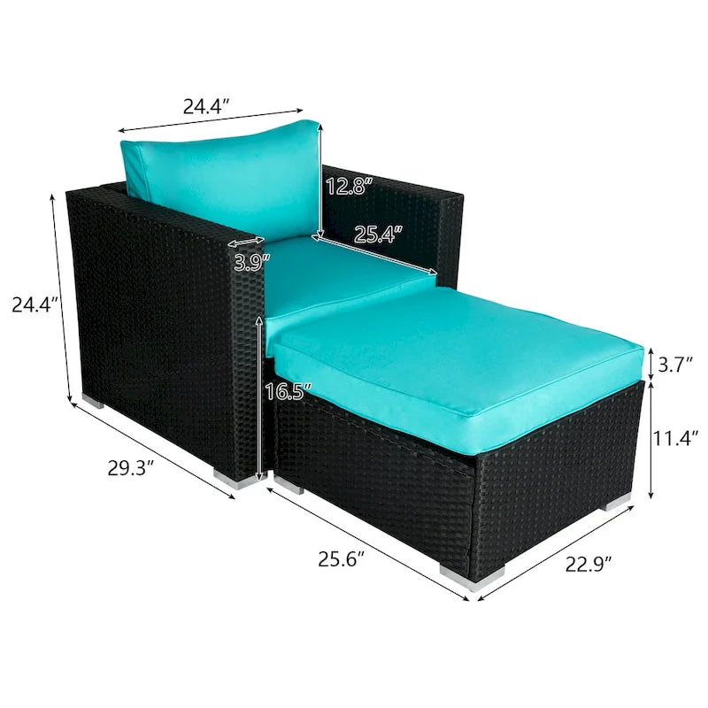 Ensemble de patio Havenside Home Kwan avec fauteuils en osier et repose-pieds