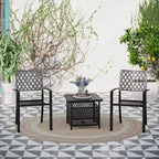 MAISON ARTS 3-Piece Umbrella Base Table & 2 Stackable Chairs Patio Bistro Set