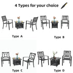 Ensemble bistro de patio MAISON ARTS comprenant une table basse avec parasol et 2 chaises empilables.