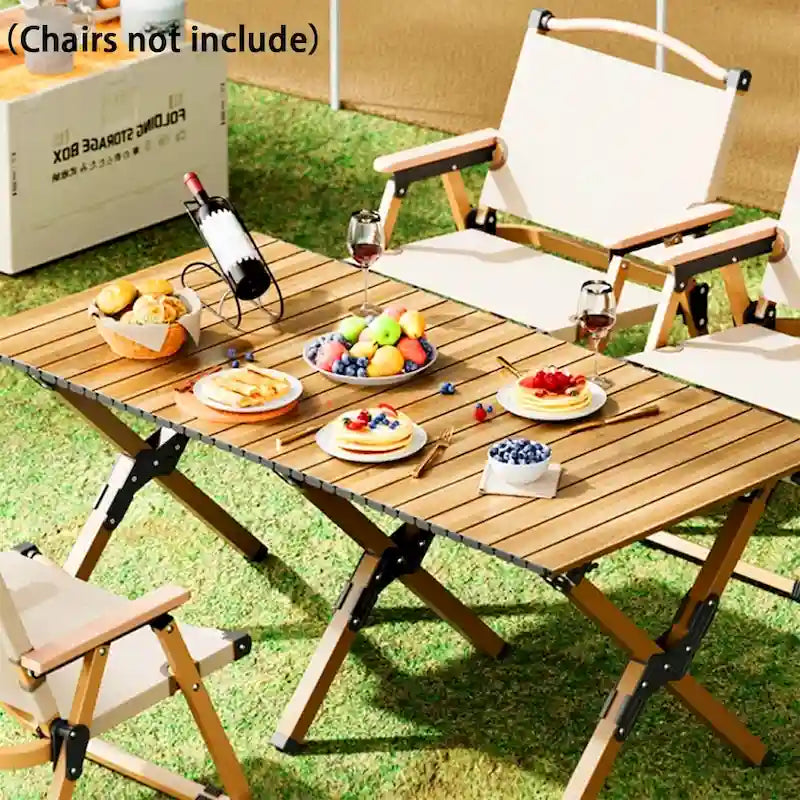 Folding Camping Table Metal Roll Up Portable Picnic Table Outdoor