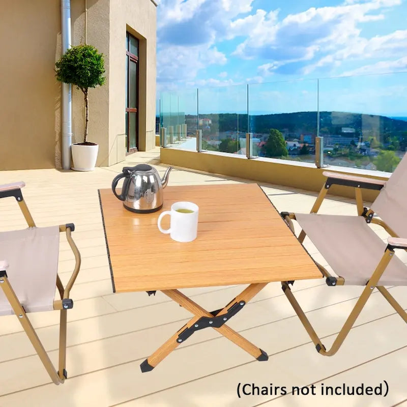 Table de camping pliante en métal, table de pique-nique portable enroulable pour l'extérieur