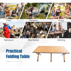 Table de camping pliante en métal, table de pique-nique portable enroulable pour l'extérieur