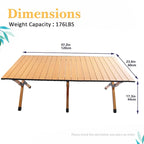 Table de camping pliante en métal, table de pique-nique portable enroulable pour l'extérieur