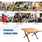 Table de camping pliante en métal, table de pique-nique portable enroulable pour l'extérieur