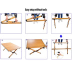 Table de camping pliante en métal, table de pique-nique portable enroulable pour l'extérieur