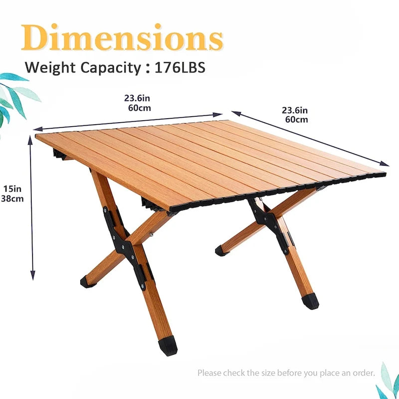 Table de camping pliante en métal, table de pique-nique portable enroulable pour l'extérieur