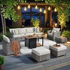 Ensemble de conversation de patio extérieur XIZZI 10 pièces avec foyer