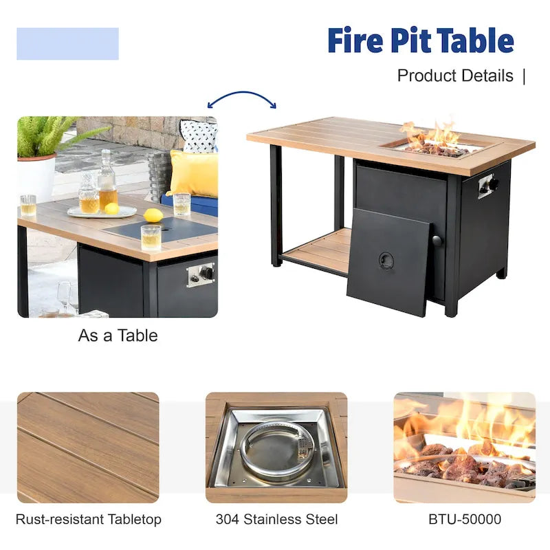 Ensemble de conversation de patio extérieur XIZZI 10 pièces avec foyer