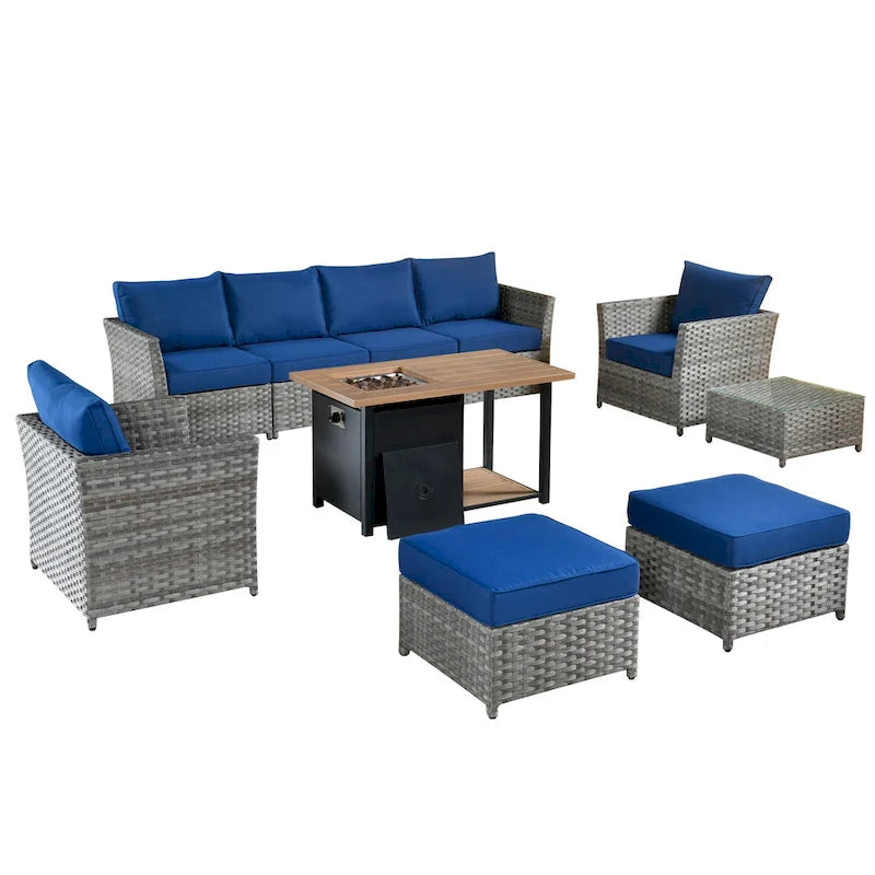 Ensemble de conversation de patio extérieur XIZZI 10 pièces avec foyer