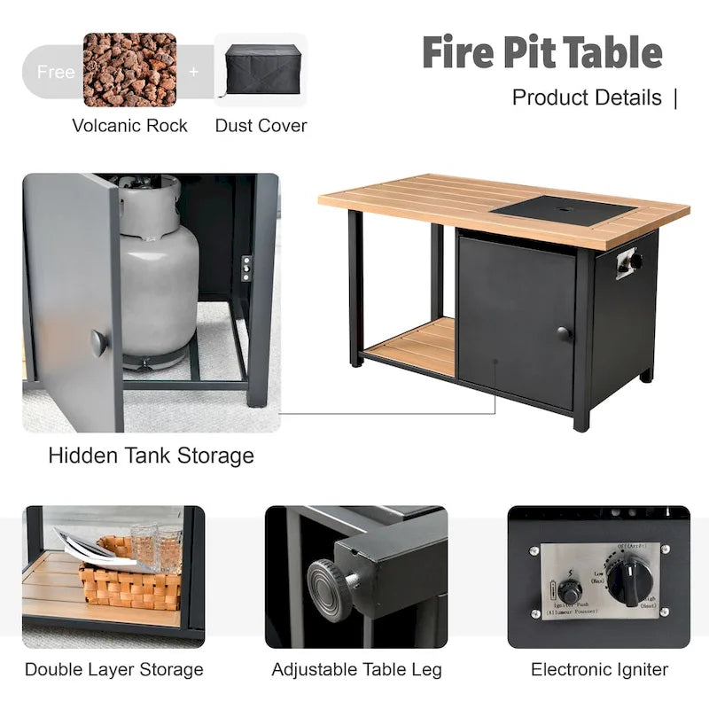 Ensemble de conversation de patio extérieur XIZZI 10 pièces avec foyer