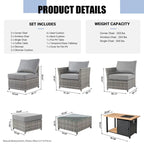 Ensemble de conversation de patio extérieur XIZZI 10 pièces avec foyer