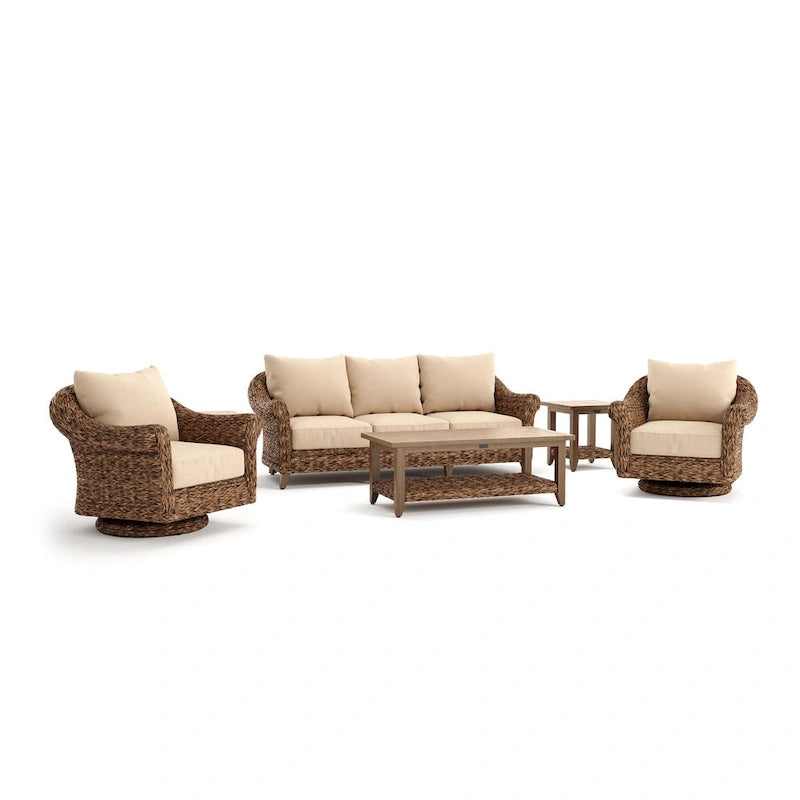 Ensemble de sièges Cayman 6 pièces Sunbrella, marron Heritage