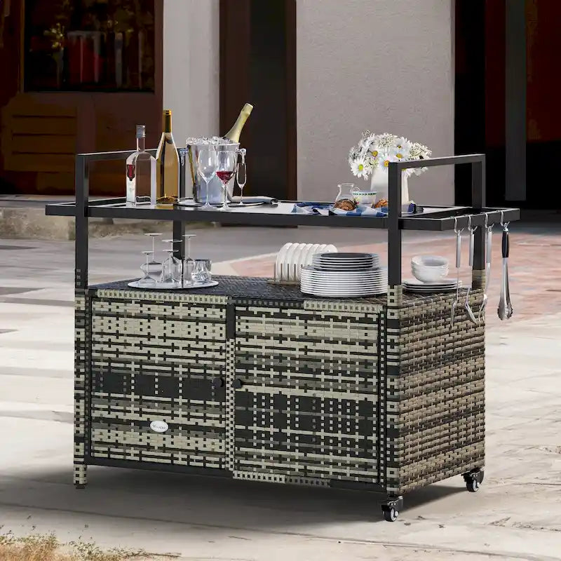 Ensemble de bar Co avec revêtement extérieur en osier