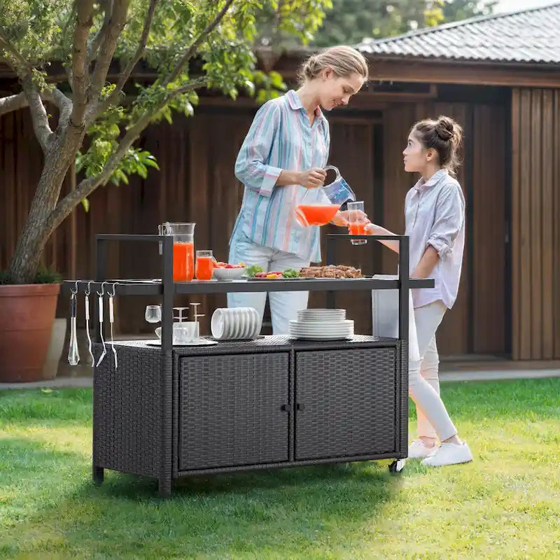 Ensemble de bar Co avec revêtement extérieur en osier