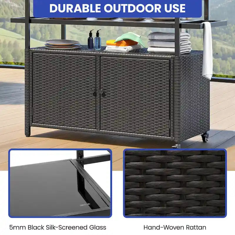 Ensemble de bar Co avec revêtement extérieur en osier