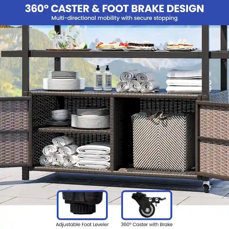 Ensemble de bar Co avec revêtement extérieur en osier