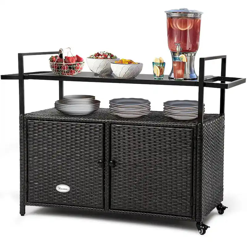 Ensemble de bar Co avec revêtement extérieur en osier